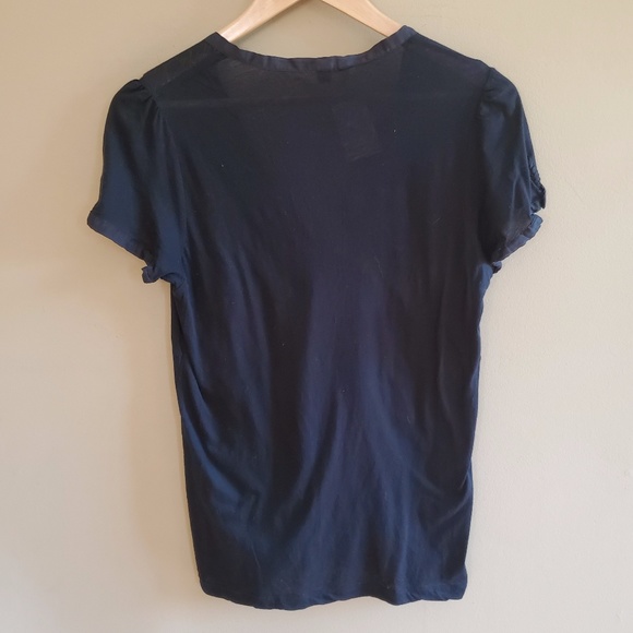 Anthro Black front tie blouse sz L - Picture 3 of 9